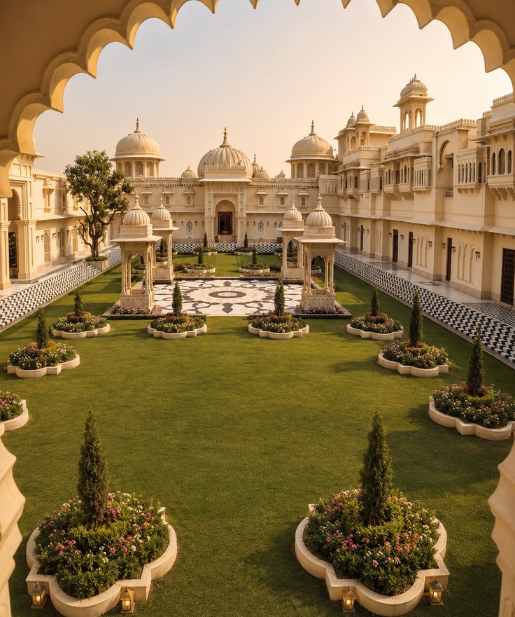 Precedent study: Courtyard charbagh · lawn as void