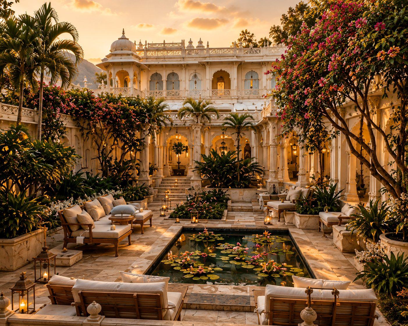 Lily court with fountain